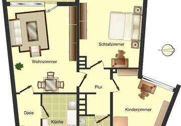 Wohnung Solingen Wald - 3 Zimmer, 68 m&sup2;, 619&euro; | Angebot:27184001